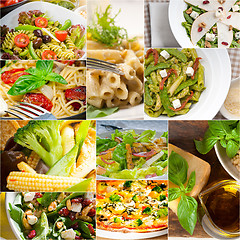 Image showing healthy and tasty Italian food collage