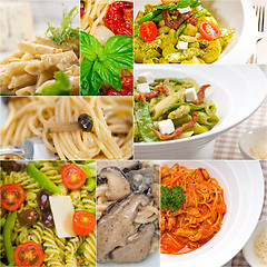 Image showing collection of different type of Italian pasta collage