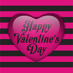 Image showing Glossy Emo Heart. Pink and Black Stripes