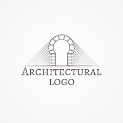 Image showing Vector illustration of brick round arch icon with text