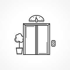 Image showing Closed elevator door black line vector icon