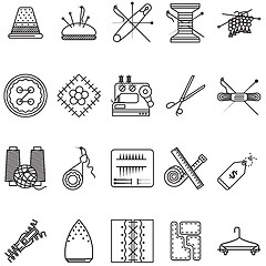 Image showing Black line icons vector collection for sewing or handmade