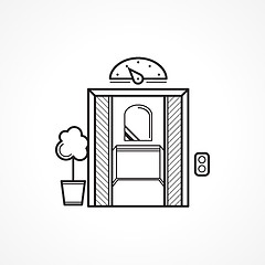 Image showing Opened elevator door black line vector icon