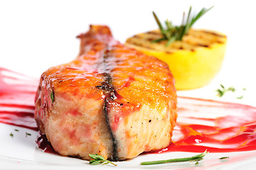 Image showing Grilled salmon steak 