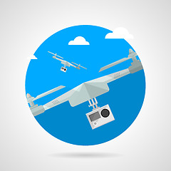 Image showing Quadrocopter with camera flat vector icon