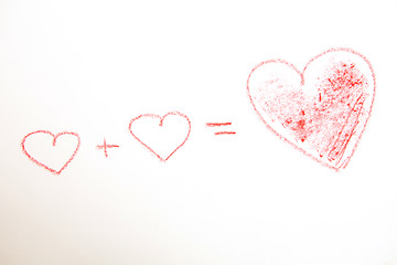 Image showing Hearst on white. Handwritten love formula.