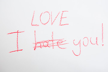 Image showing Handwritten simple words. I love You. Creative card