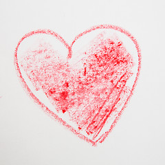 Image showing red big heart shape. pencil drawing