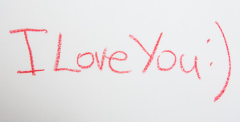 Image showing Handwritten simple words. I love You. Creative card