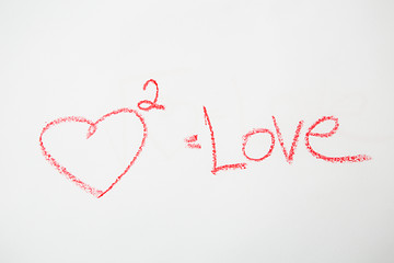 Image showing Heart on white. Handwritten love formula.