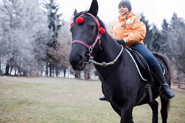 Image showing Girl and horse