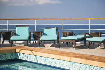 Image showing Cruise Ship Lounge Chairs And Pool Abstract