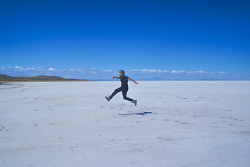Image showing Jump on salt plane