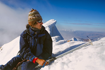 Image showing Hiker on Huayna Potosi