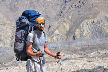 Image showing Engilchek glacier hiking