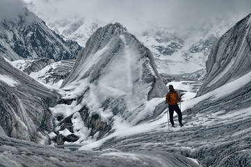 Image showing Engilchek glacier hiking