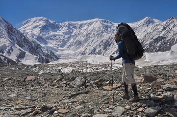 Image showing Trekking on Engilchek glacier