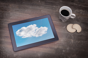 Image showing Cloud-computing connection on a digital tablet pc