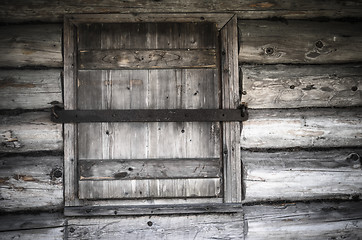 Image showing Old wooden window shutters closed, close-up