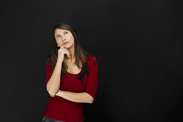 Image showing Female student thinking