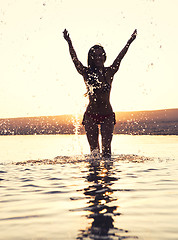 Image showing Beautiful woman in the beach