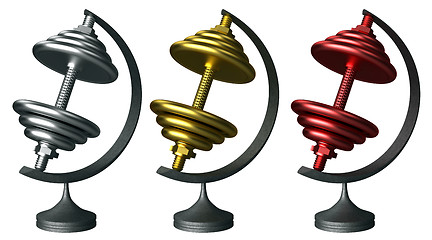 Image showing Dumbells three prize-winning places