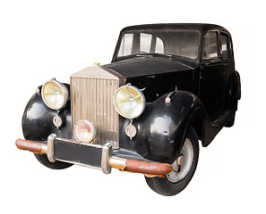Image showing Antique, Black Car, Isolated Against a White Background