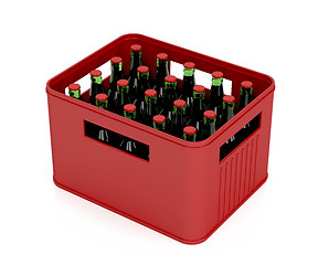 Image showing Crate full with beer bottles