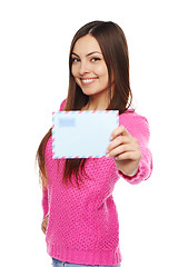 Image showing Happy woman with envelope