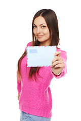 Image showing Happy woman with envelope