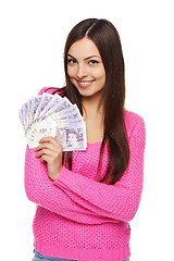 Image showing Woman with British pounds