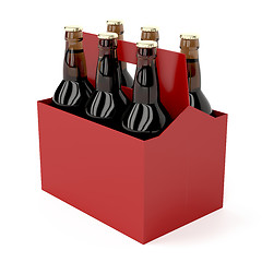 Image showing Dark beer bottles