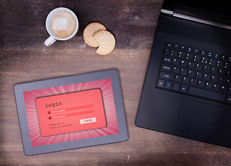 Image showing Login interface on tablet - username and password