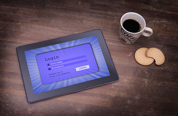 Image showing Login interface on tablet - username and password