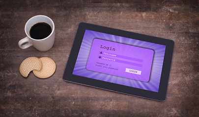 Image showing Login interface on tablet - username and password