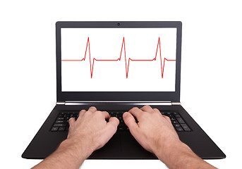 Image showing Man working on laptop, heartbeat