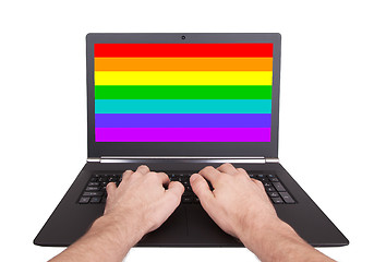 Image showing Man working on laptop, XXXXXX