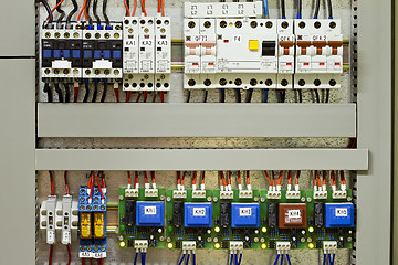 Image showing Electrical panel with fuses and contactors