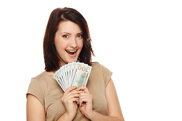 Image showing Woman with us dollar cash