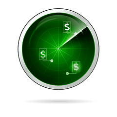 Image showing Vector illustration of green locating radar for business