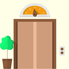 Image showing Flat vector icon for hotel. Closed elevator