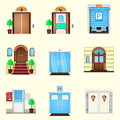 Image showing Stylized colorful vector icons for door