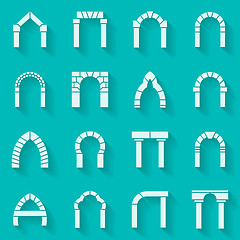 Image showing Flat silhouette icons vector collection of arch