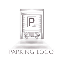 Image showing Vector illustration of parking garage icon with text