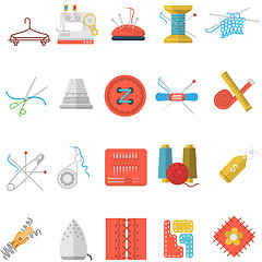 Image showing Flat icons vector collection of sewing items