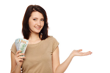 Image showing Woman with us dollar cash