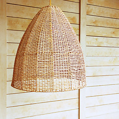 Image showing Pendant light with wicker lampshade