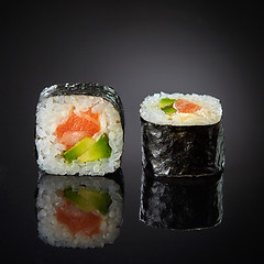 Image showing Sushi with salmon and avocado