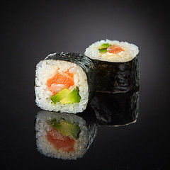 Image showing Sushi with salmon and avocado