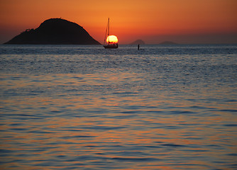 Image showing Sunset on Itaipu Beach